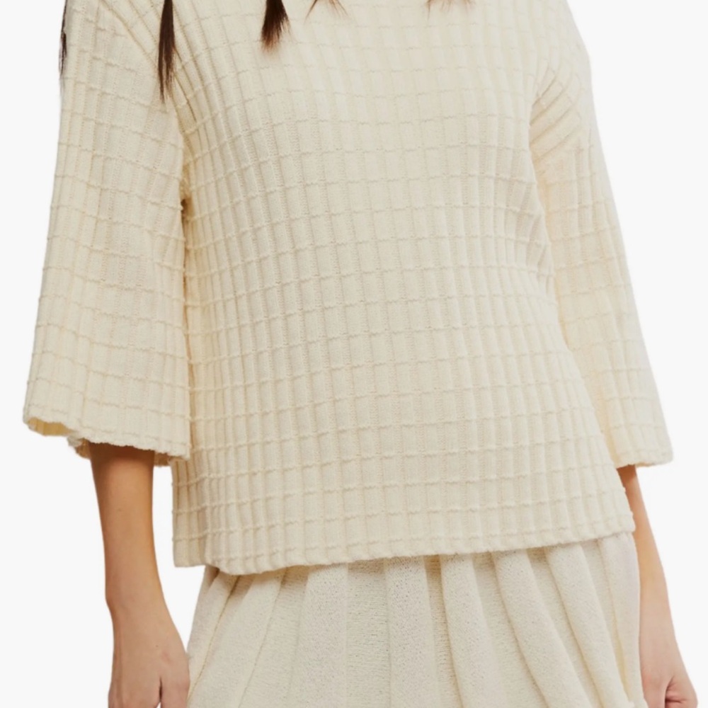 Free People Cream Textured Sweater and Skirt